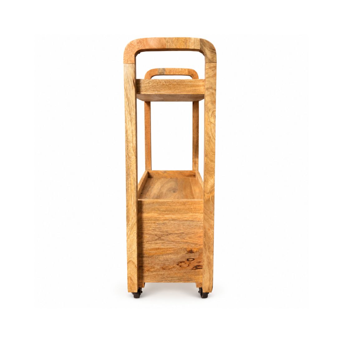 Honey Oak Rustic Solid Wood Storage & Serving Trolley