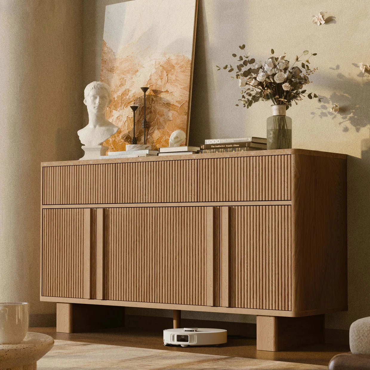 Wide Modern Sideboard Buffet Cabinet with Storage