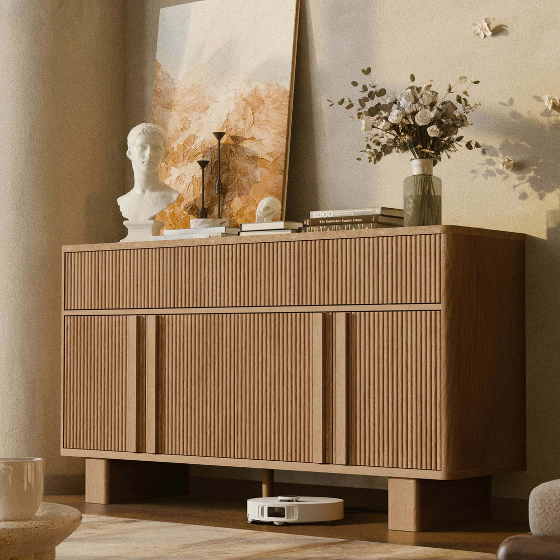 Wide Modern Sideboard Buffet Cabinet with Storage