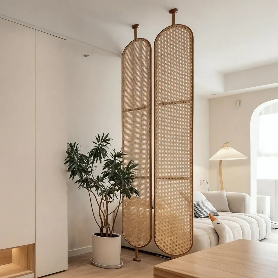 RAVENI Wooden Rattan Room Divider