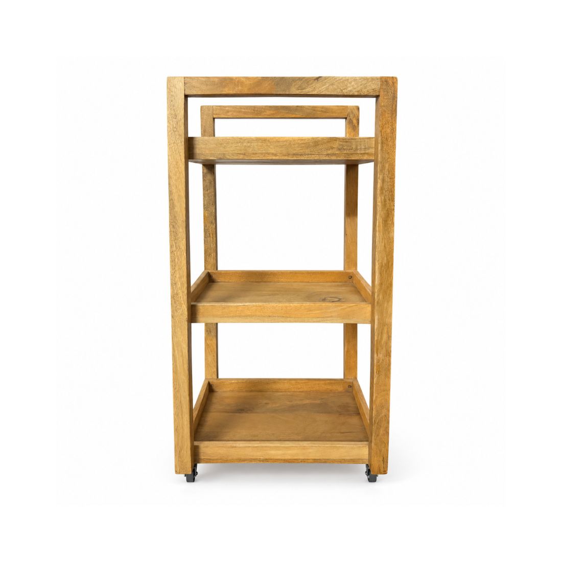 Rustic Haven Solid Wood 3-Tier Storage Trolley