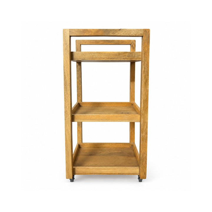 Rustic Haven Solid Wood 3-Tier Storage Trolley