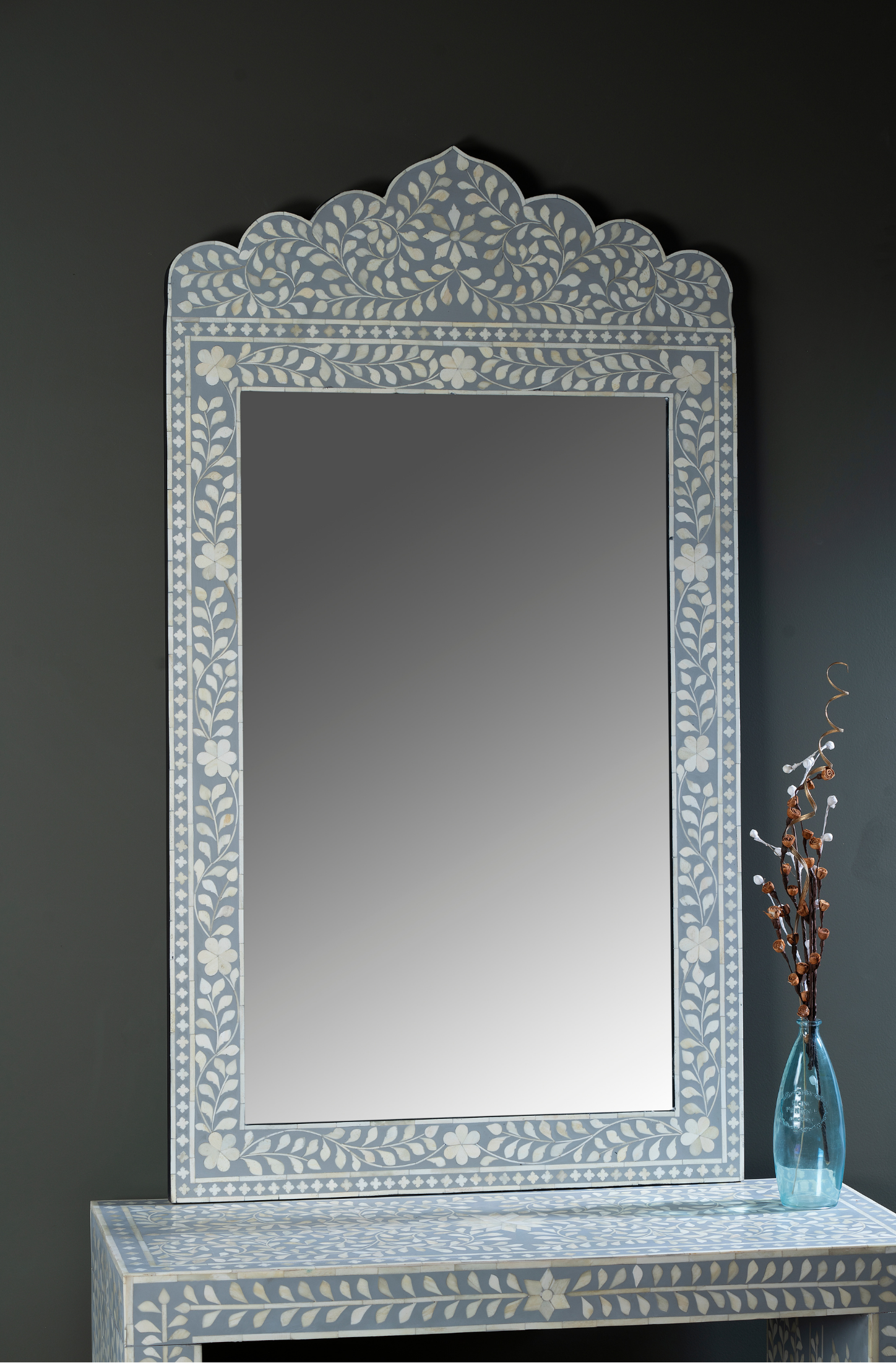 Mist Grey Royale Inlay Wall Mirror