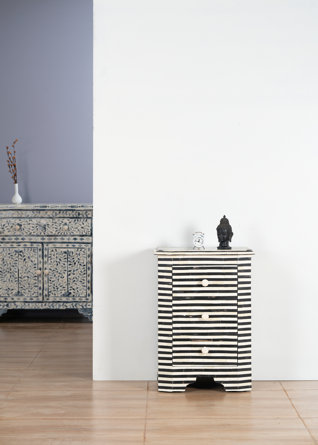 Midnight Stripe Inlay Chest of Drawer