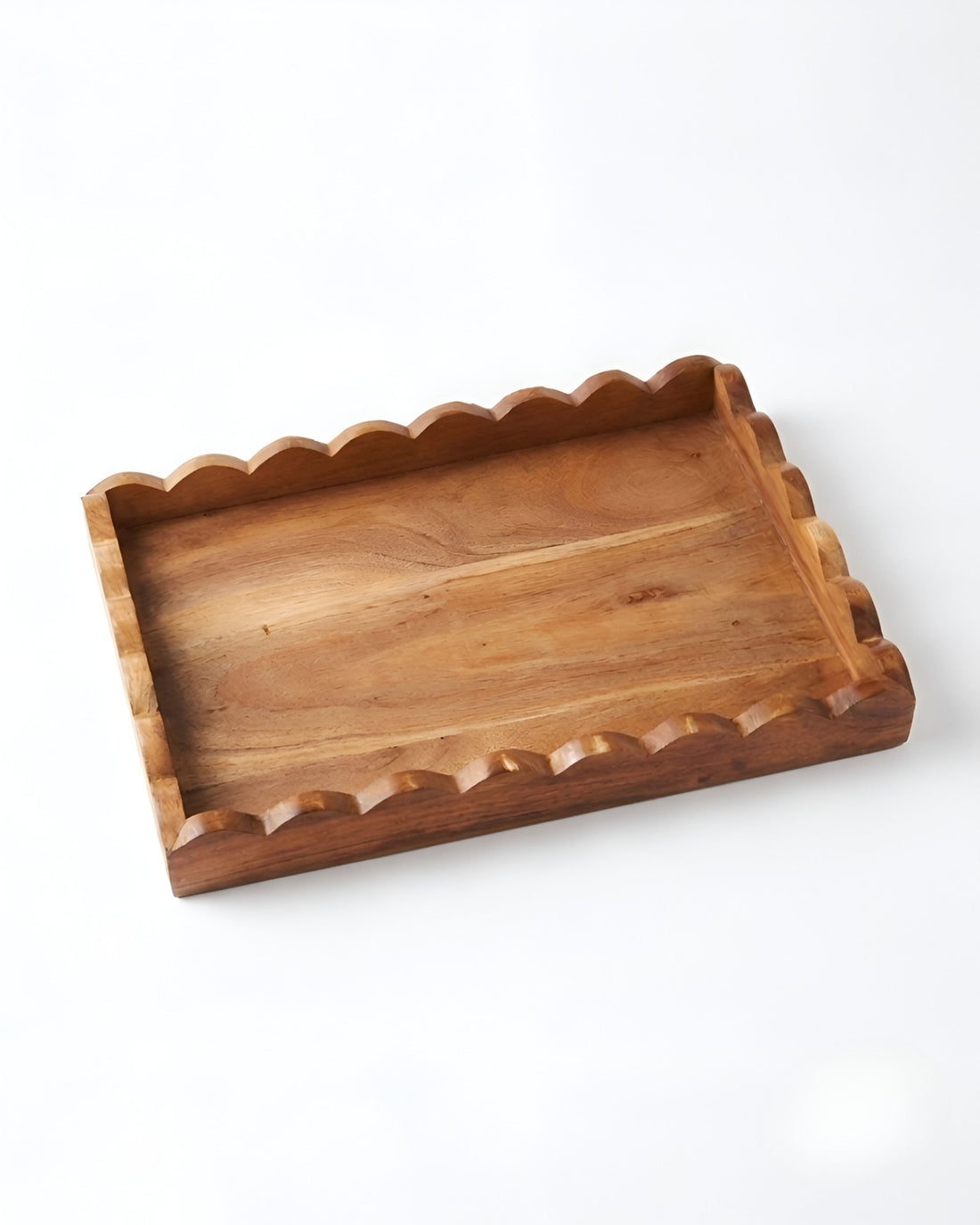 Scalloped Edge Wooden Serving Tray