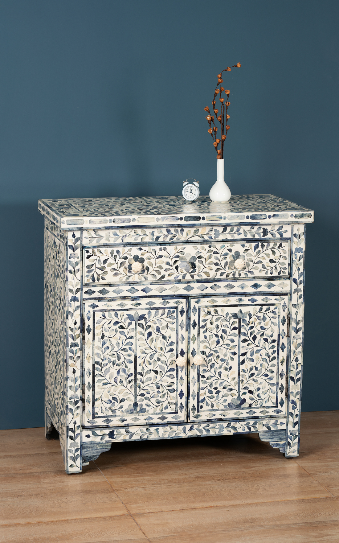 Azure Bloom Inlay Accent Chest