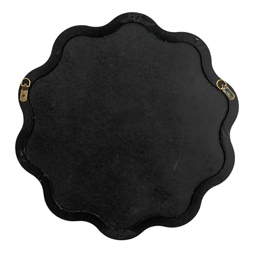 WavyScalloped Wood Wavy Wall Mirror, Green