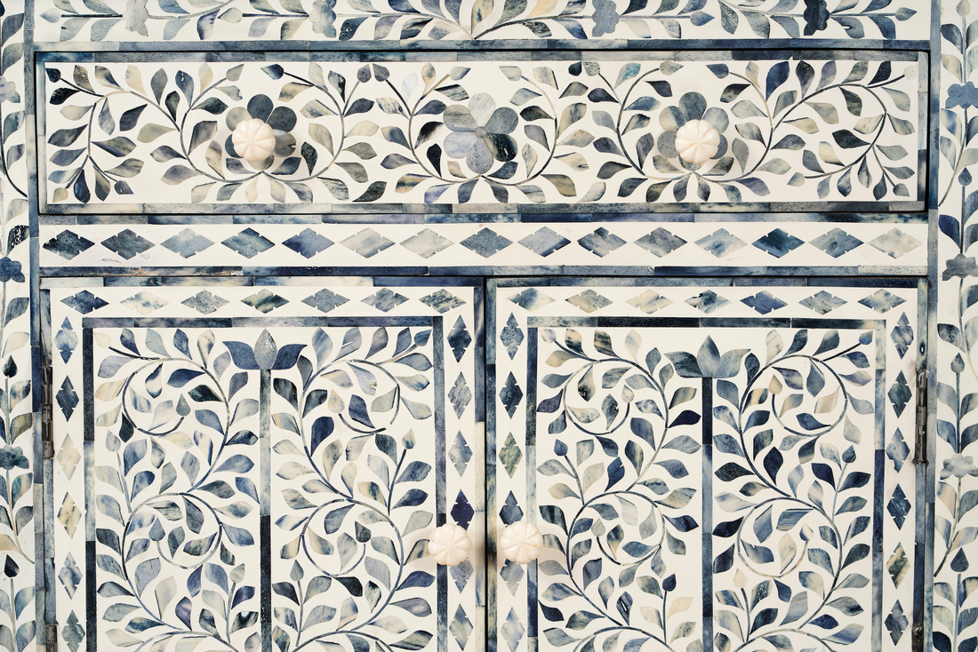Azure Bloom Inlay Accent Chest