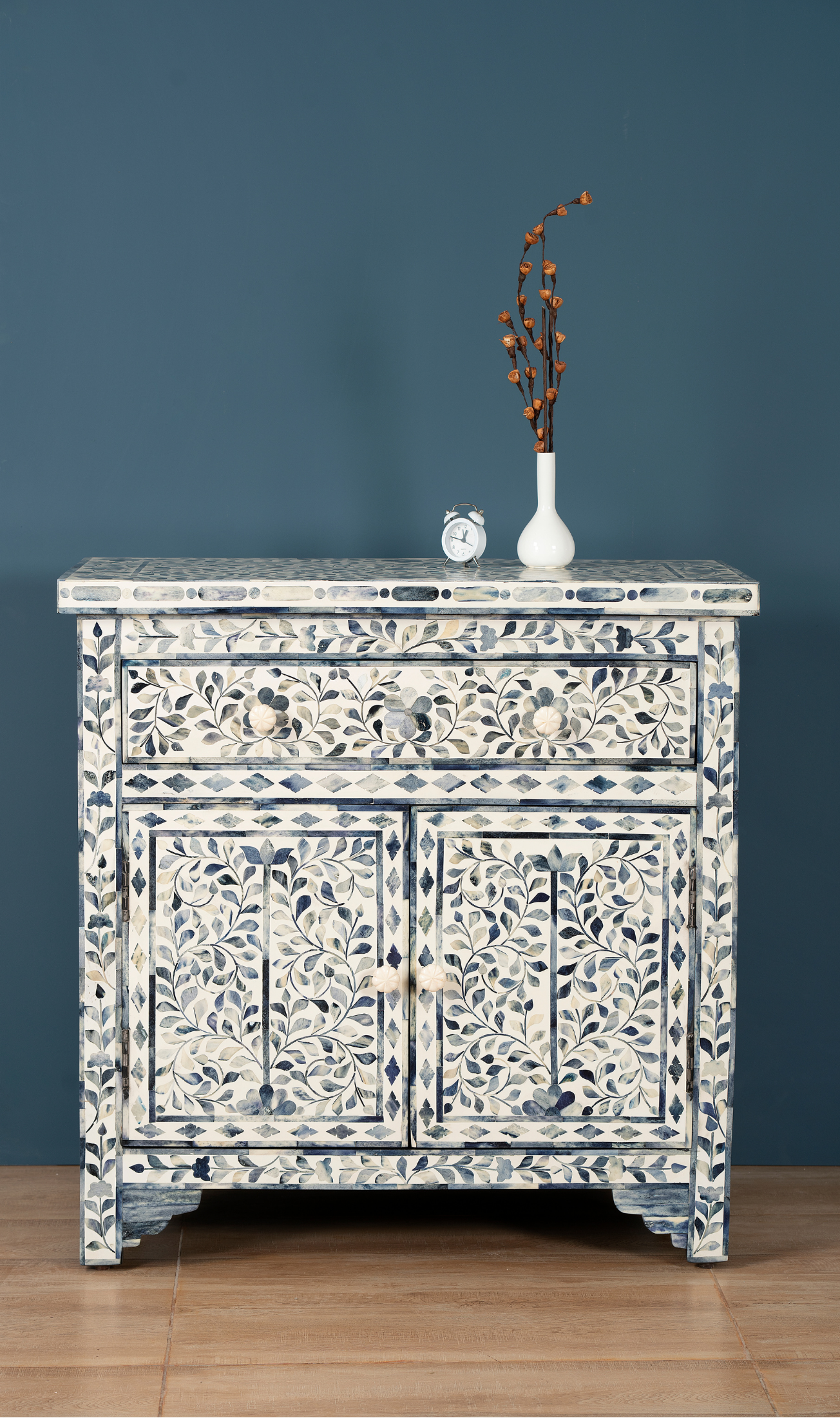 Azure Bloom Inlay Accent Chest