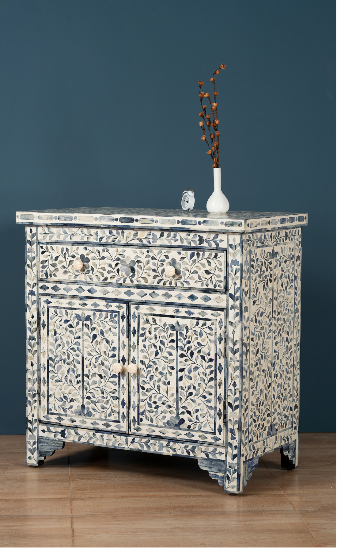 Azure Bloom Inlay Accent Chest