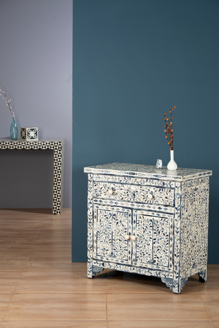 Azure Bloom Inlay Accent Chest