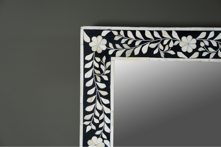 Ivory Vine Noir Inlay Wall Mirror