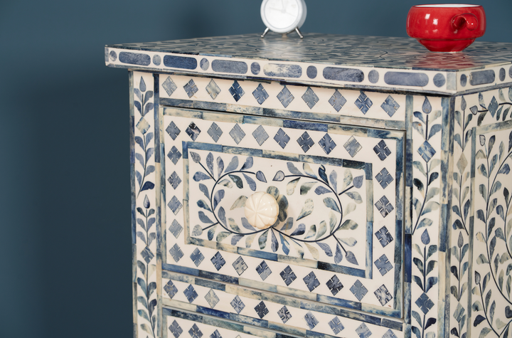 Ivory Petal Inlay Bedside Chest