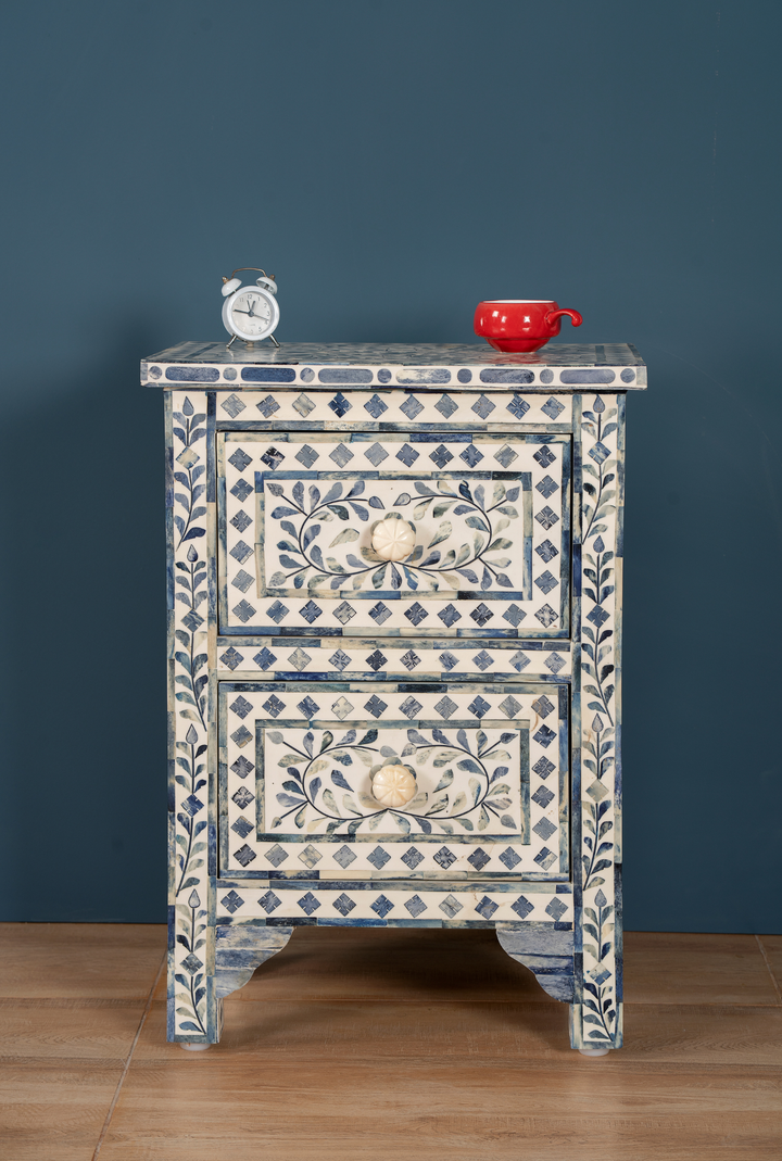 Ivory Petal Inlay Bedside Chest