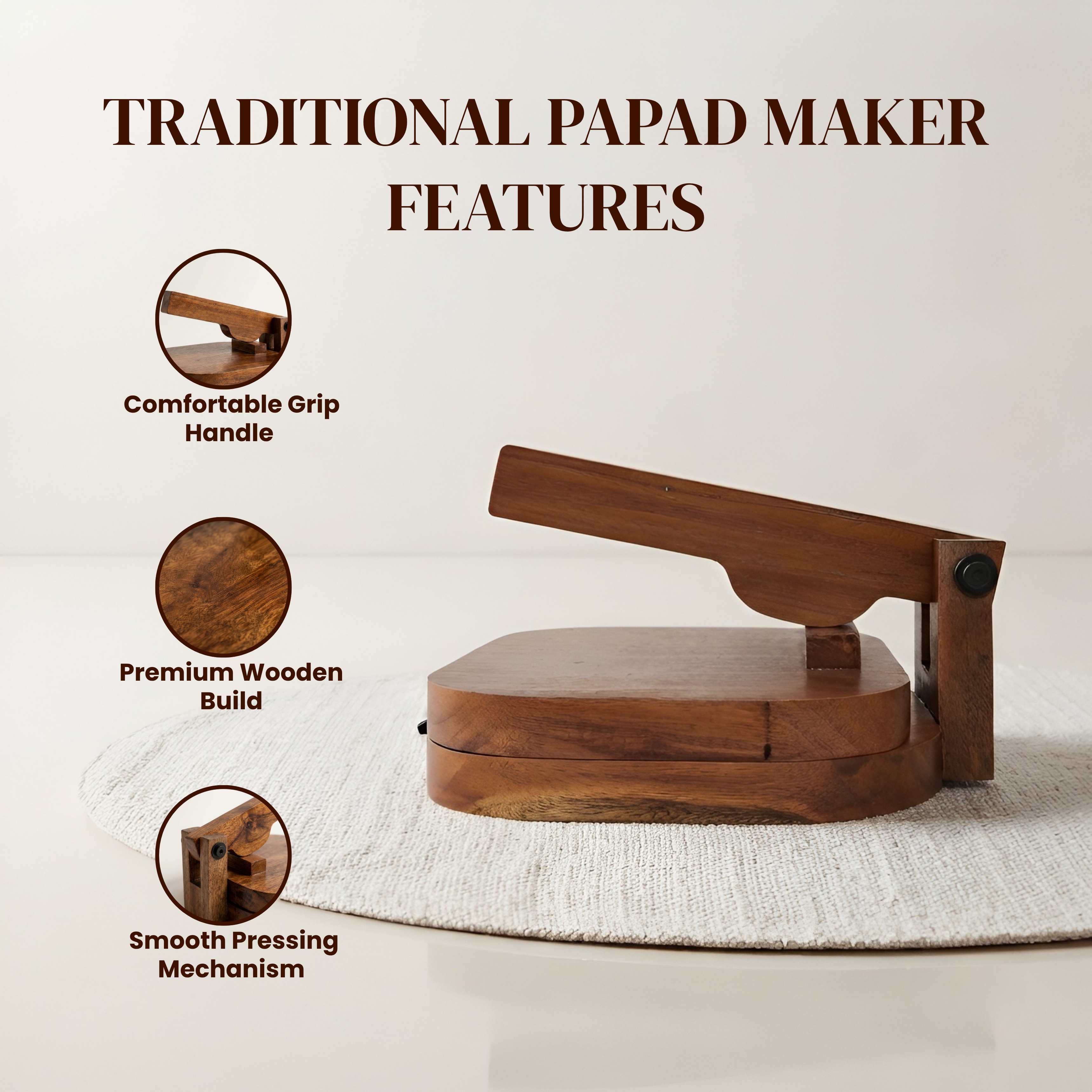 Premium Handcrafted Wooden Roti Maker