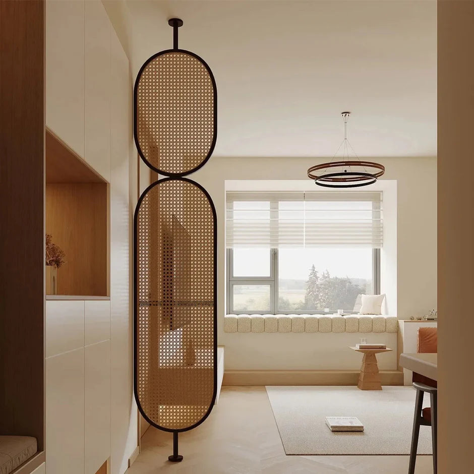 RAVENI Wooden Rattan Room Divider