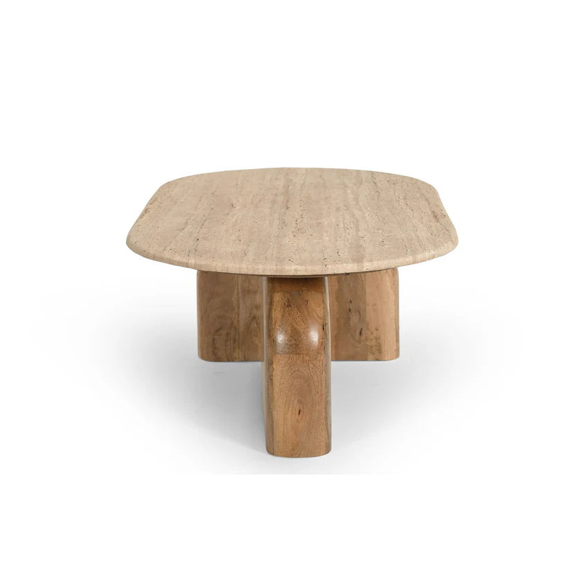 Alvin - Modern Travertine Marble Oval Coffee Table