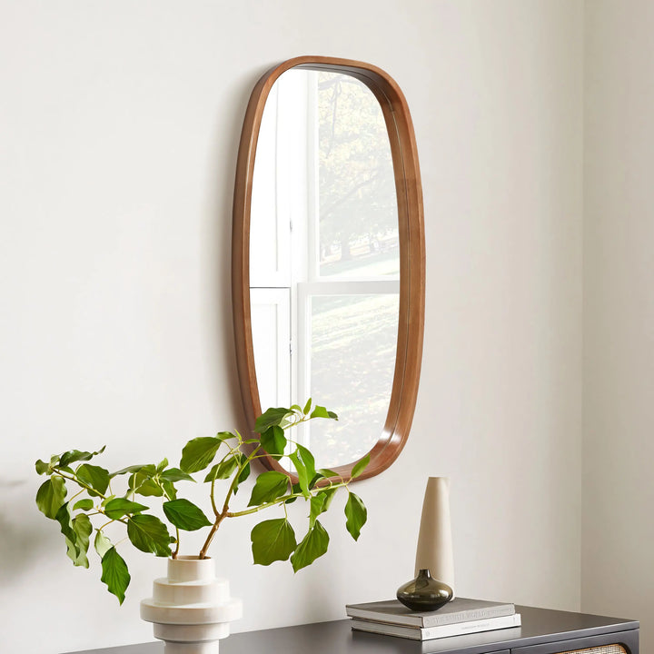 Jean wood frame rounded rectangle wall mirror