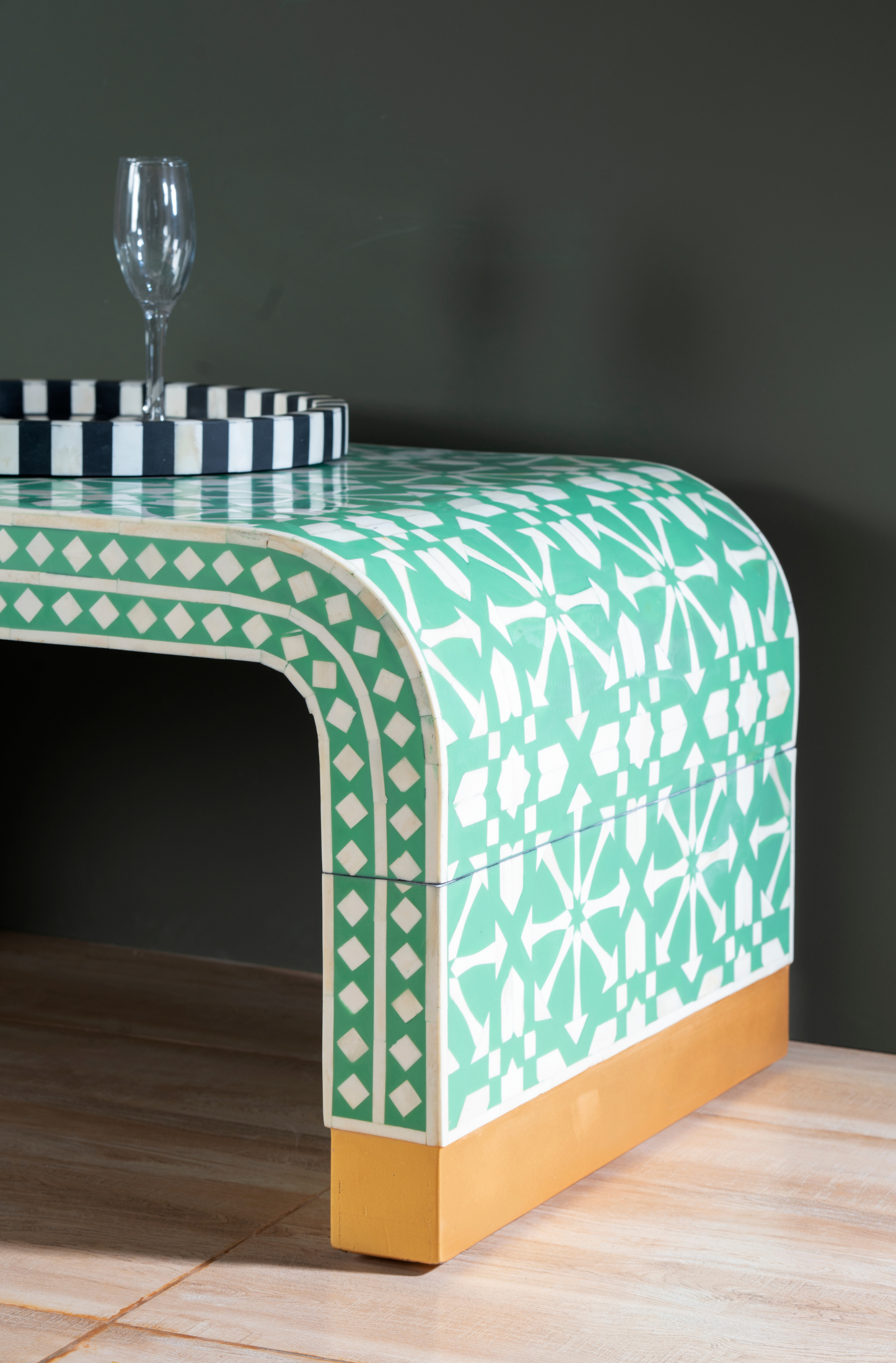Emerald Curve Inlay Coffee Table