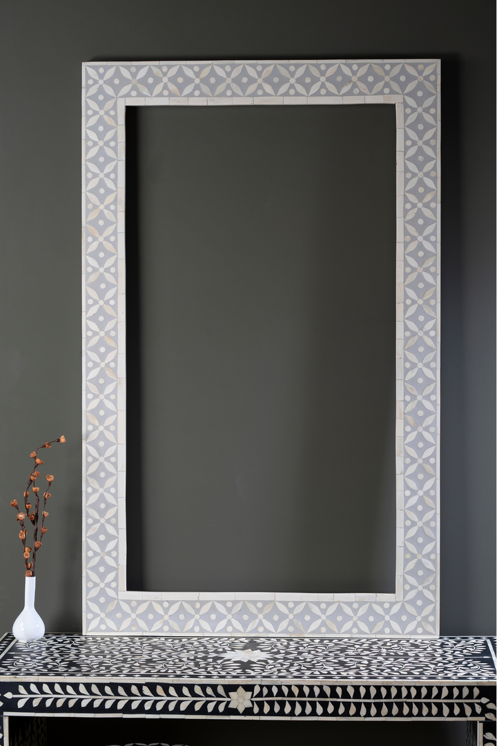 Ivory Lattice Pearl Inlay Wall Mirror