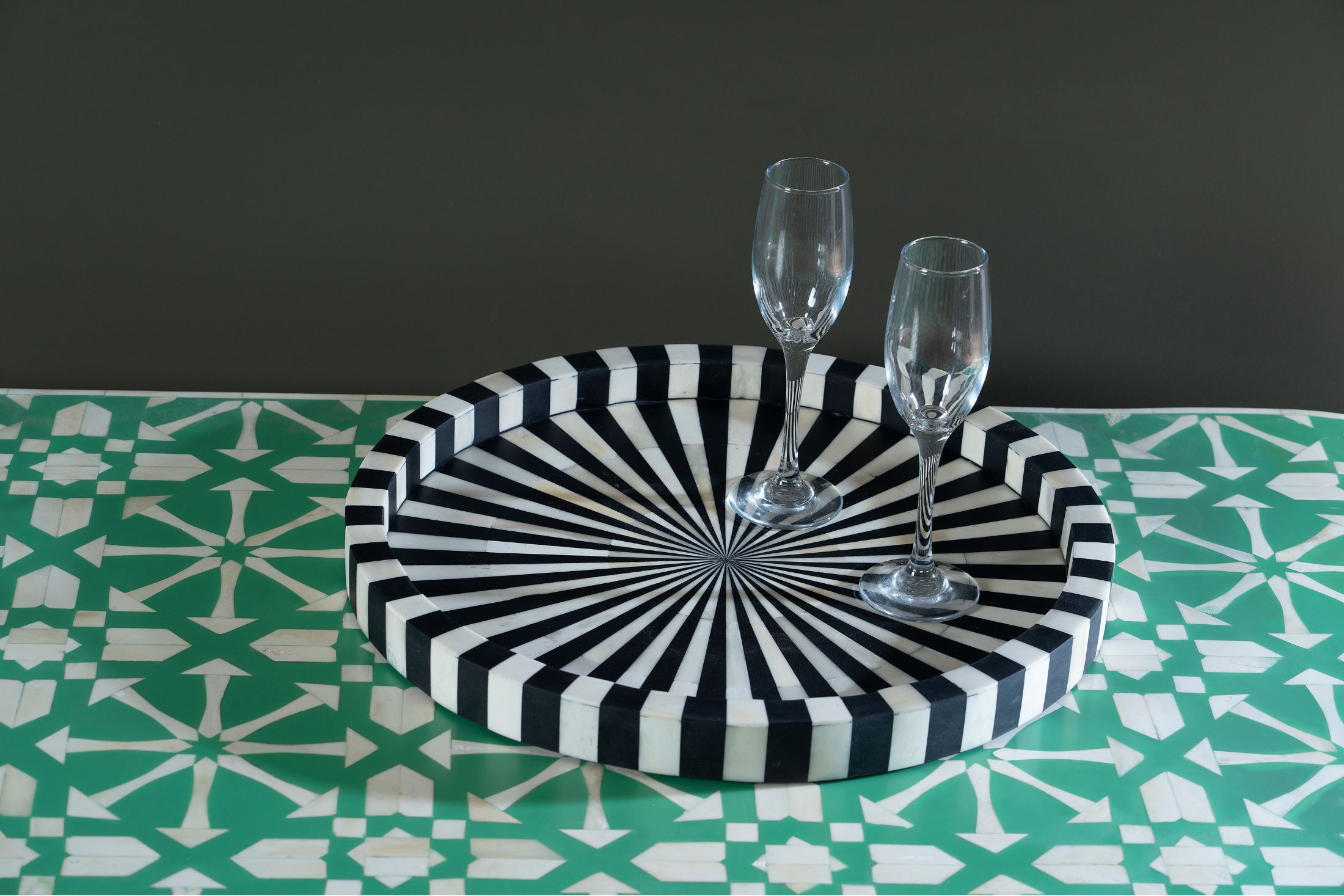 Emerald Curve Inlay Coffee Table