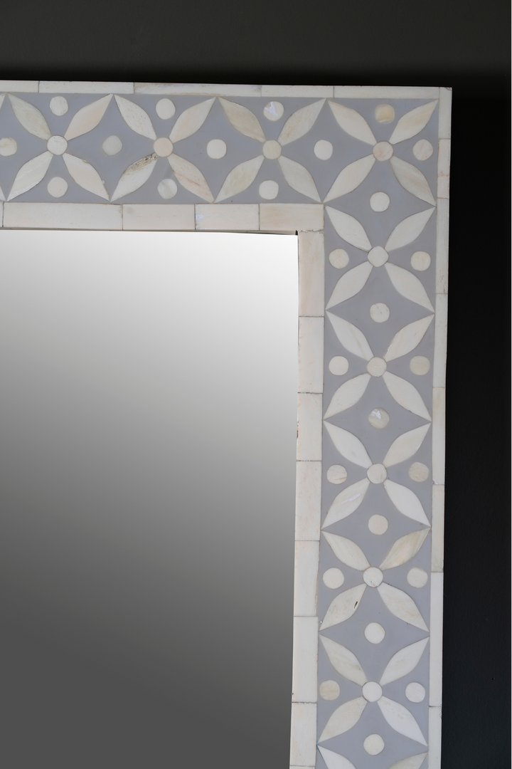 Ivory Lattice Pearl Inlay Wall Mirror