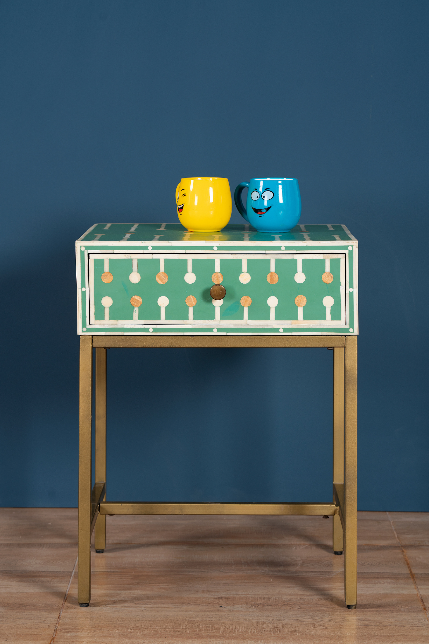 Mint Dot Inlay Bedside Table
