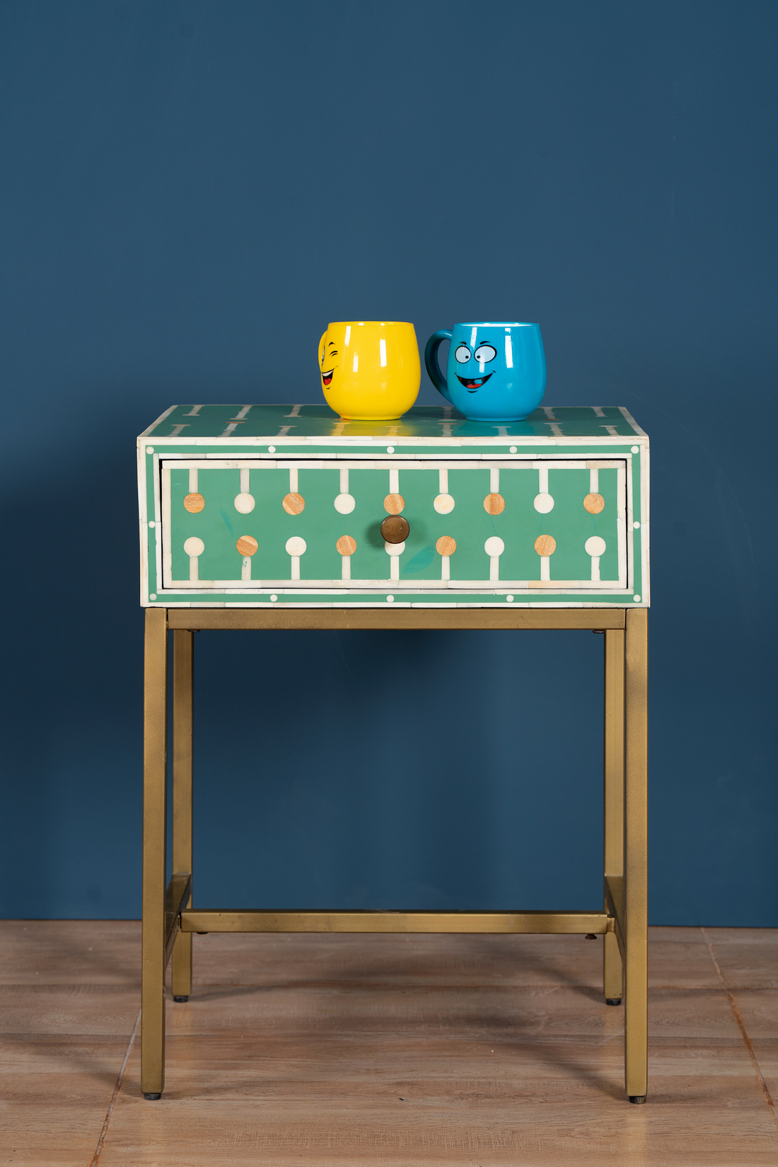 Mint Dot Inlay Bedside Table