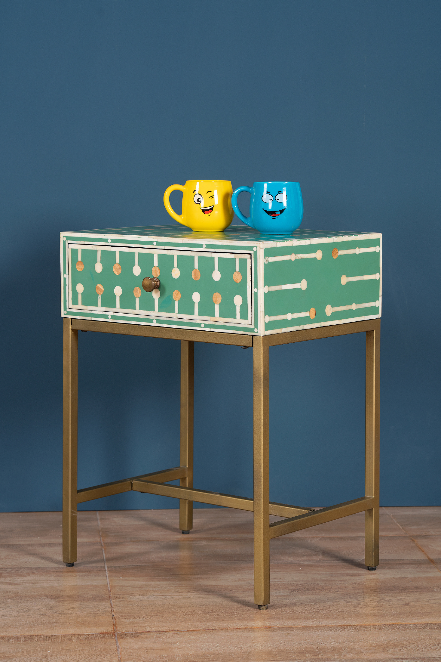 Mint Dot Inlay Bedside Table