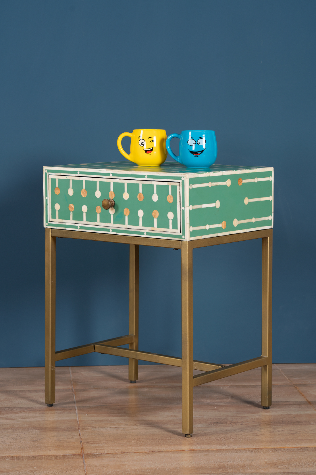 Mint Dot Inlay Bedside Table