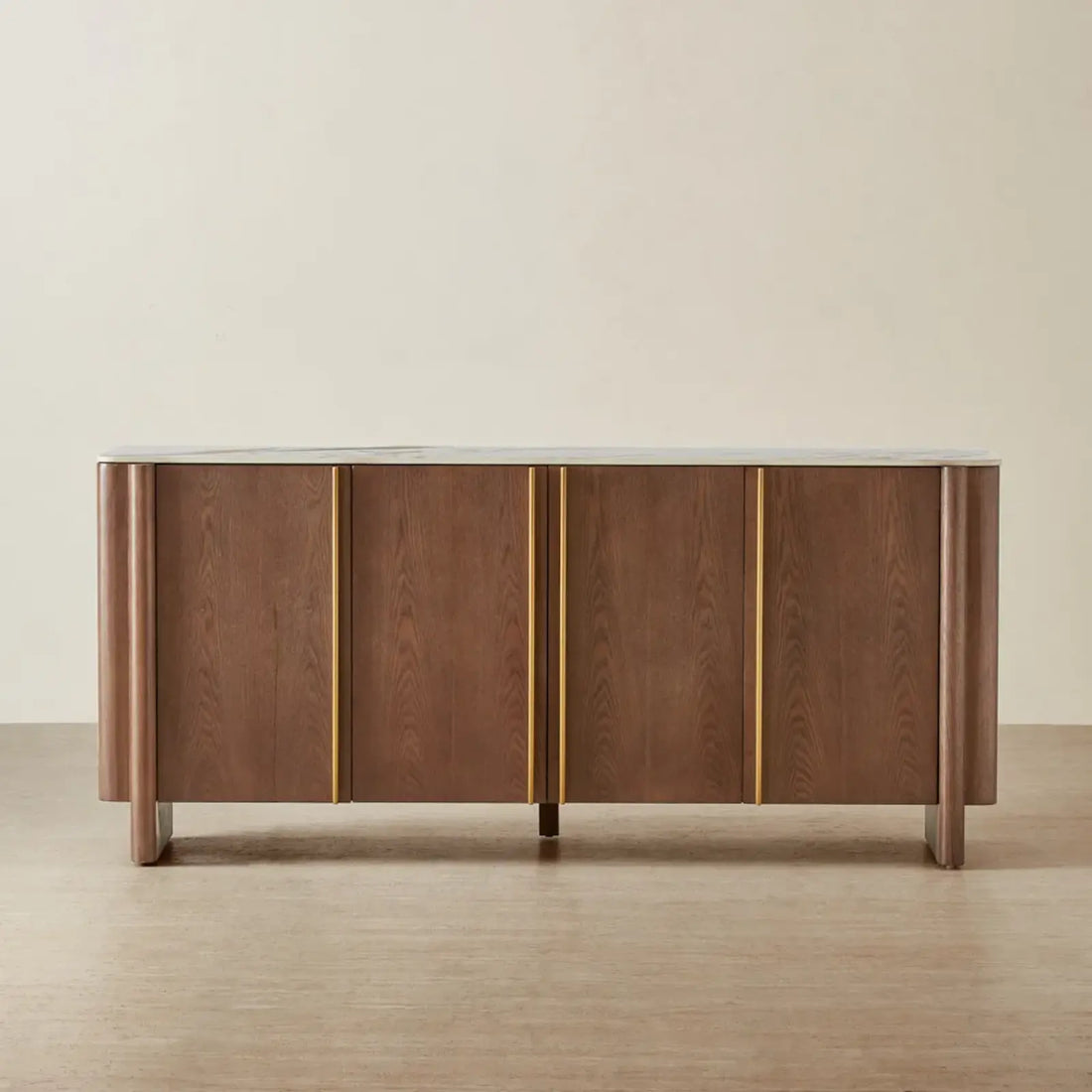 Sir Lionell Gliding White Sintered Stone Sideboard