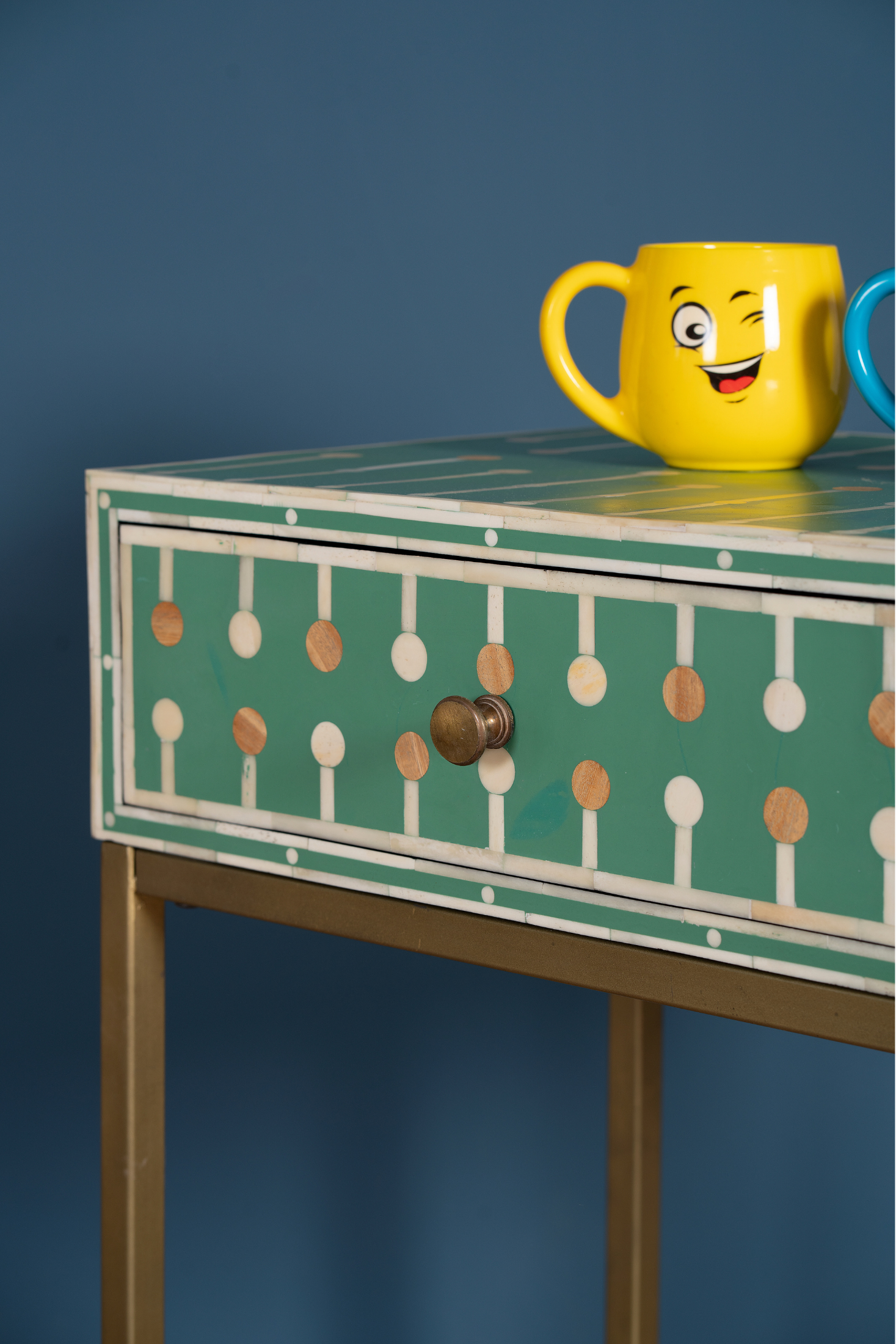 Mint Dot Inlay Bedside Table