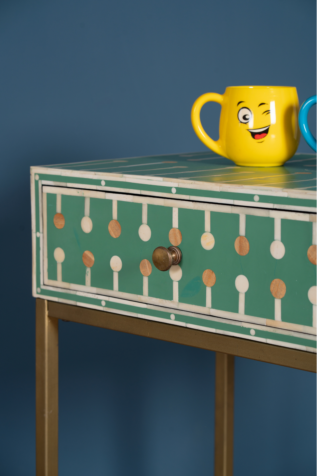 Mint Dot Inlay Bedside Table