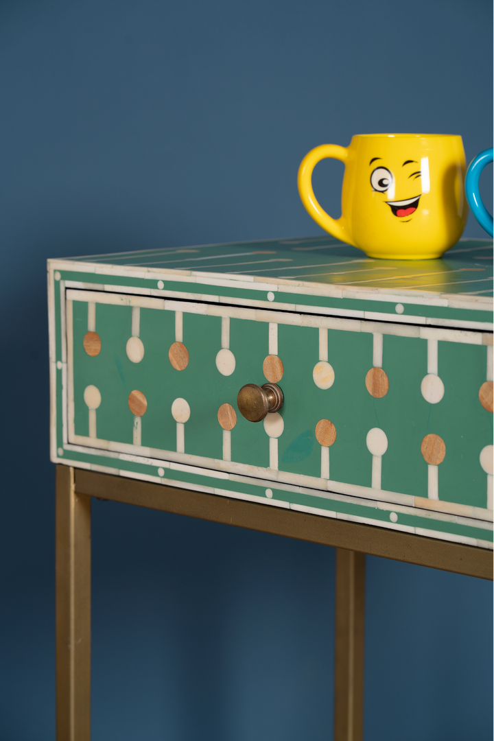 Mint Dot Inlay Bedside Table