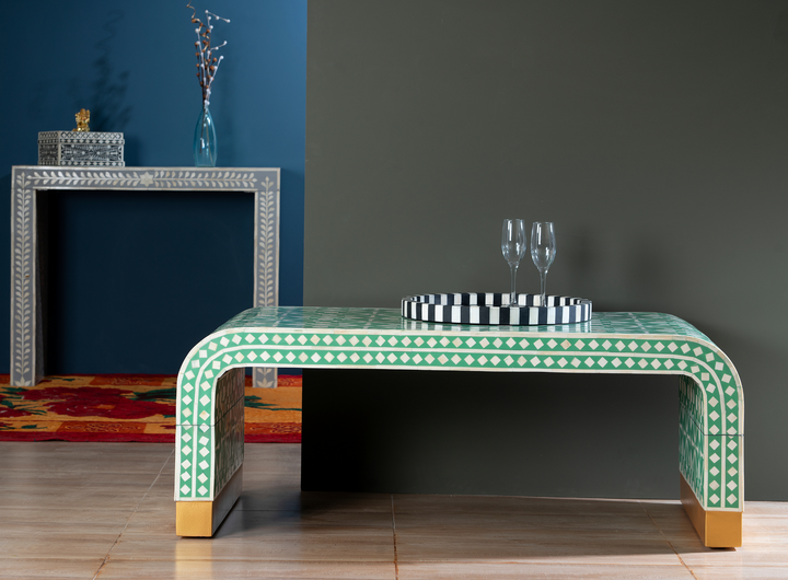 Emerald Curve Inlay Coffee Table
