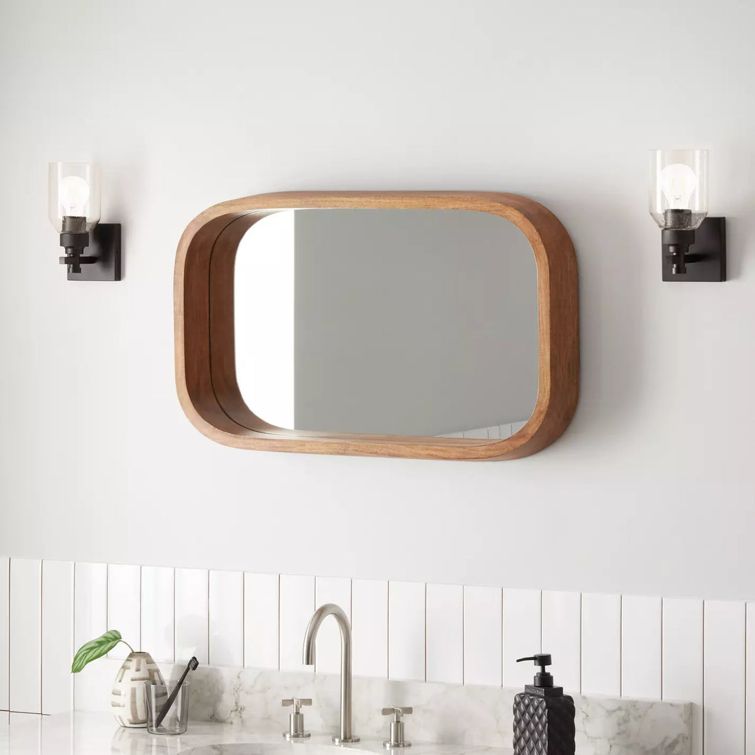 Acrewood Oval Wood Vanity Mirror