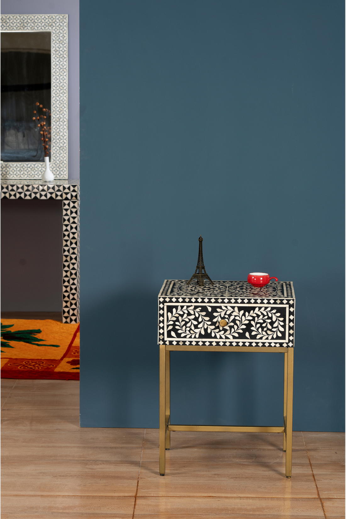 Noir Vine Inlay Side Table