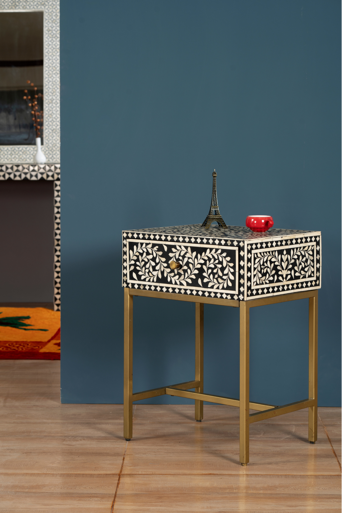 Noir Vine Inlay Side Table