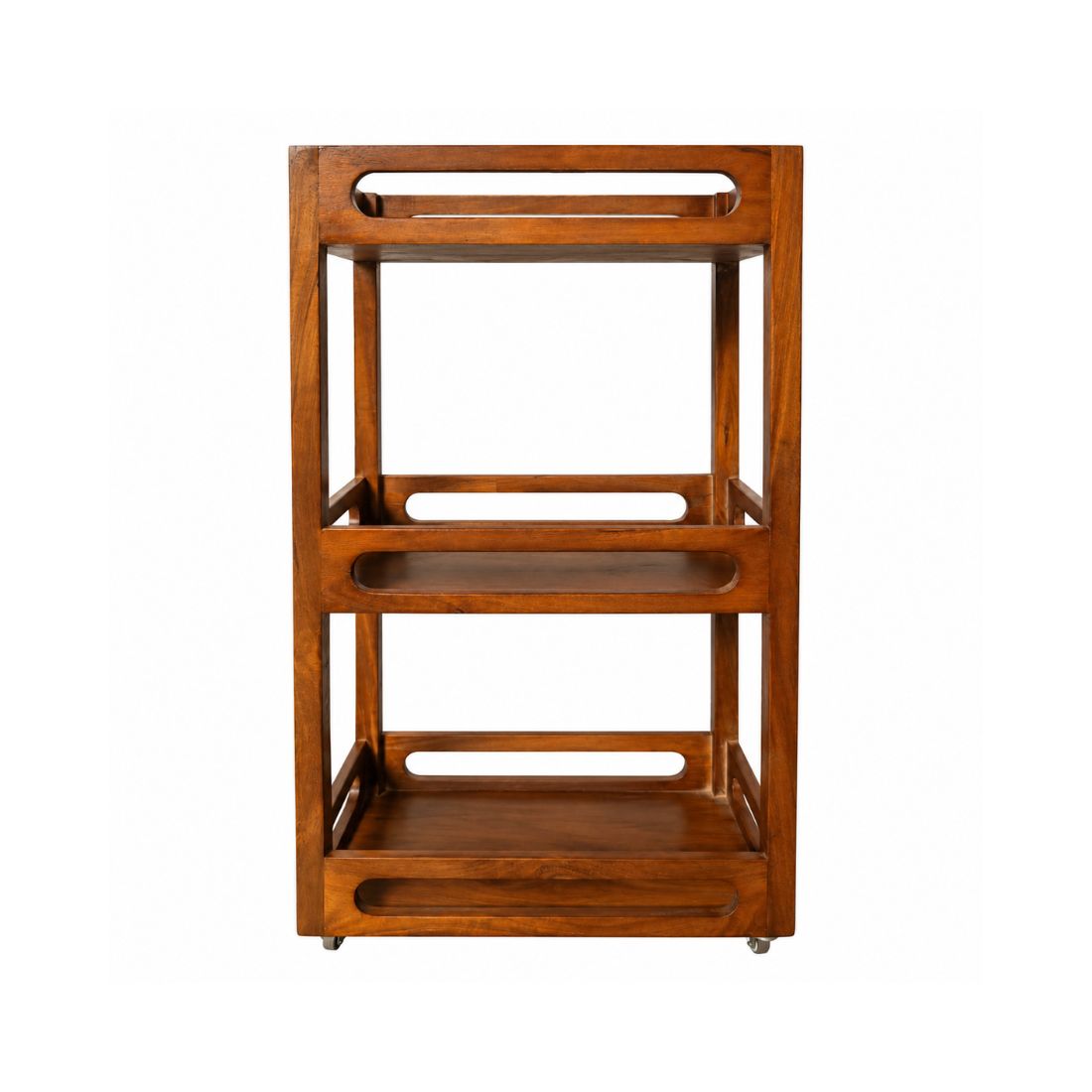 Walnut Luxe Solid Wood 3-Tier Storage & Serving Trolley