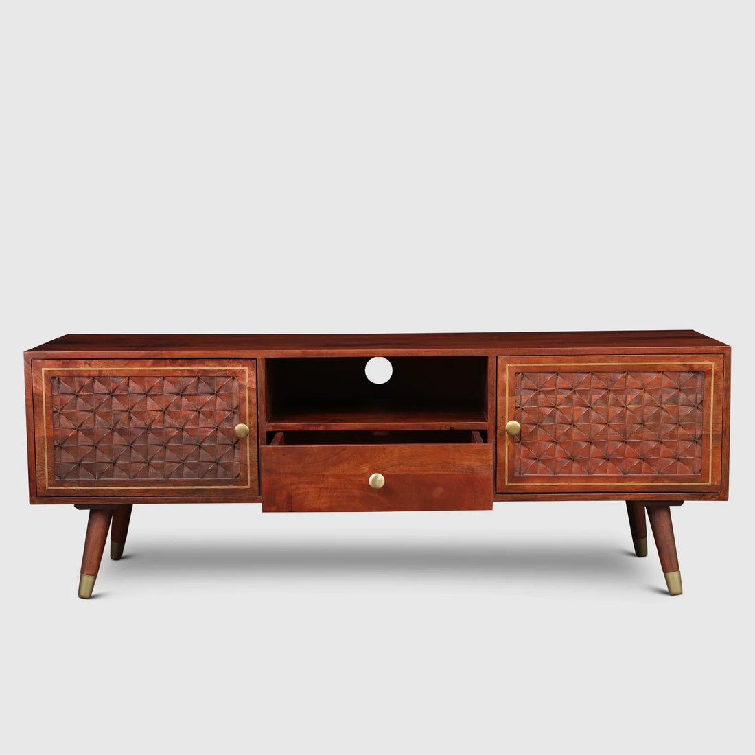 Full Height TV Unit in Honey Finish Colour