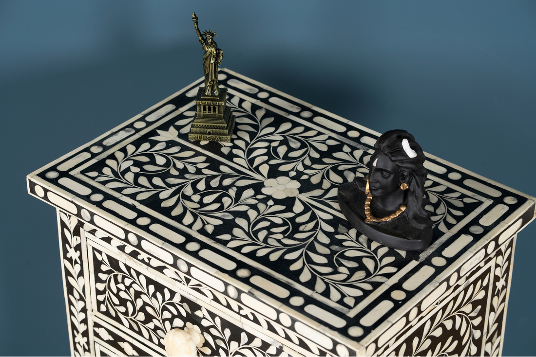 Midnight Vine Inlay Side Cabinet