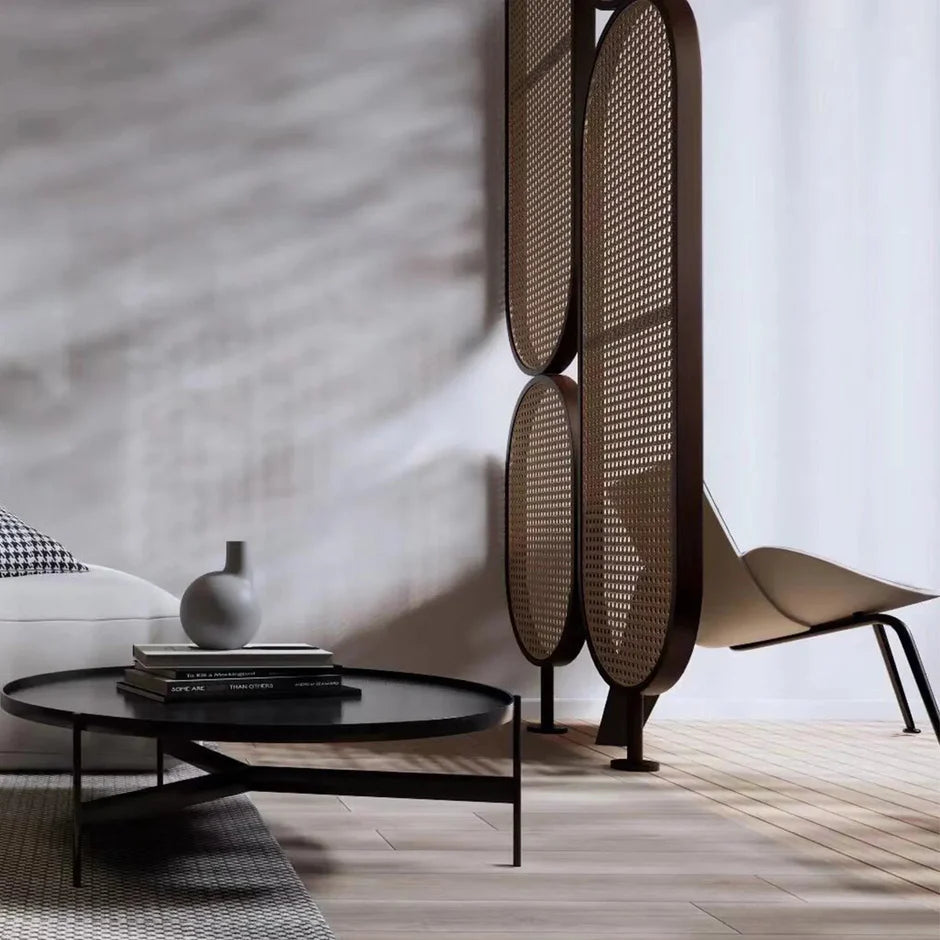Wooden Rattan Room Divider