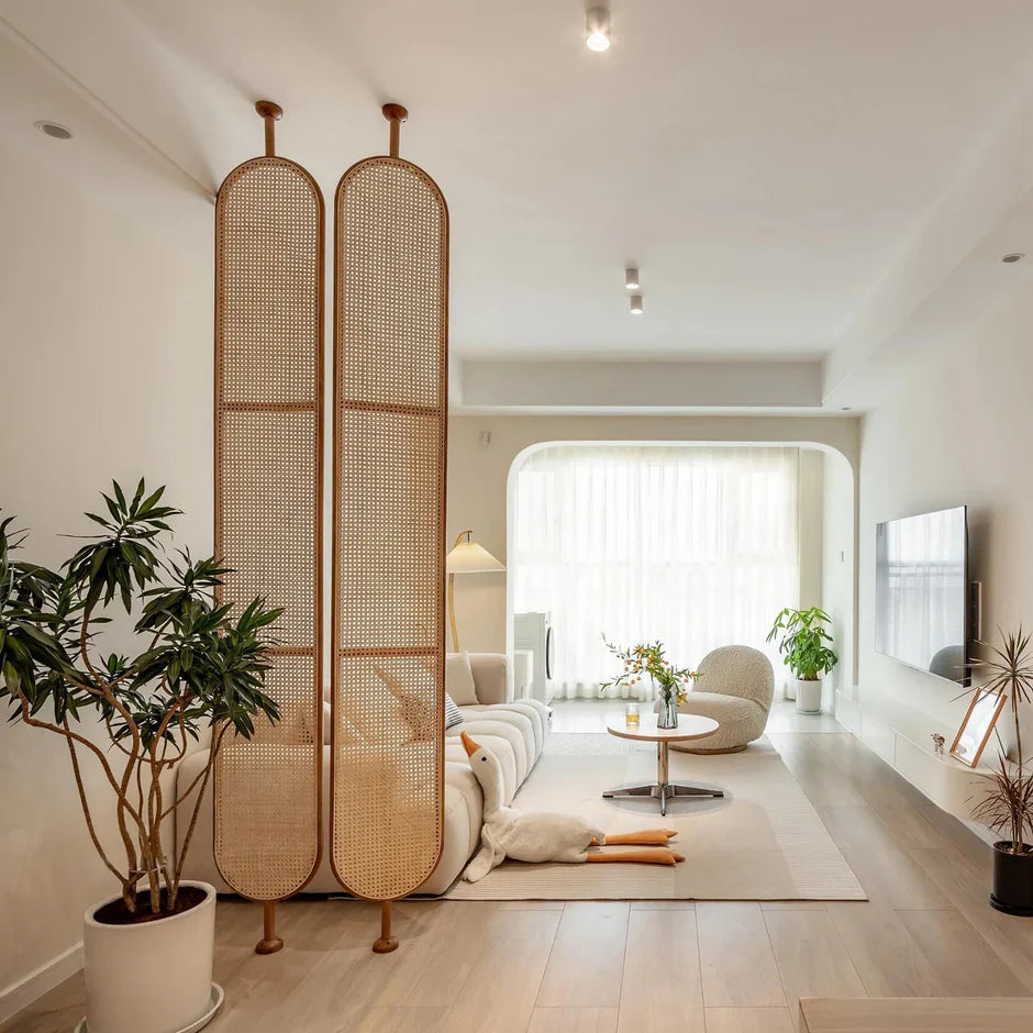 RAVENI Wooden Rattan Room Divider