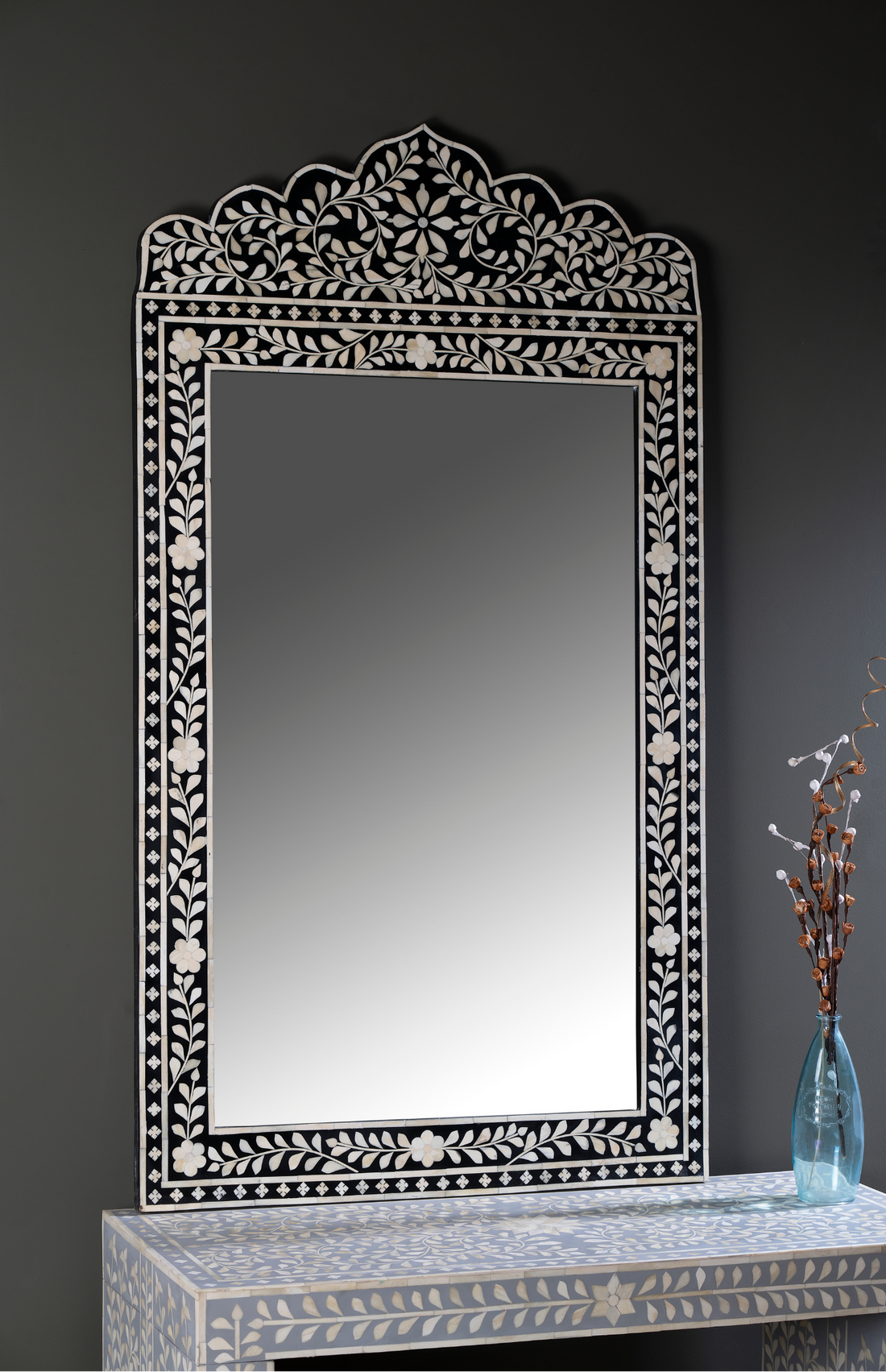 Noir Crown Inlay Wall Mirror