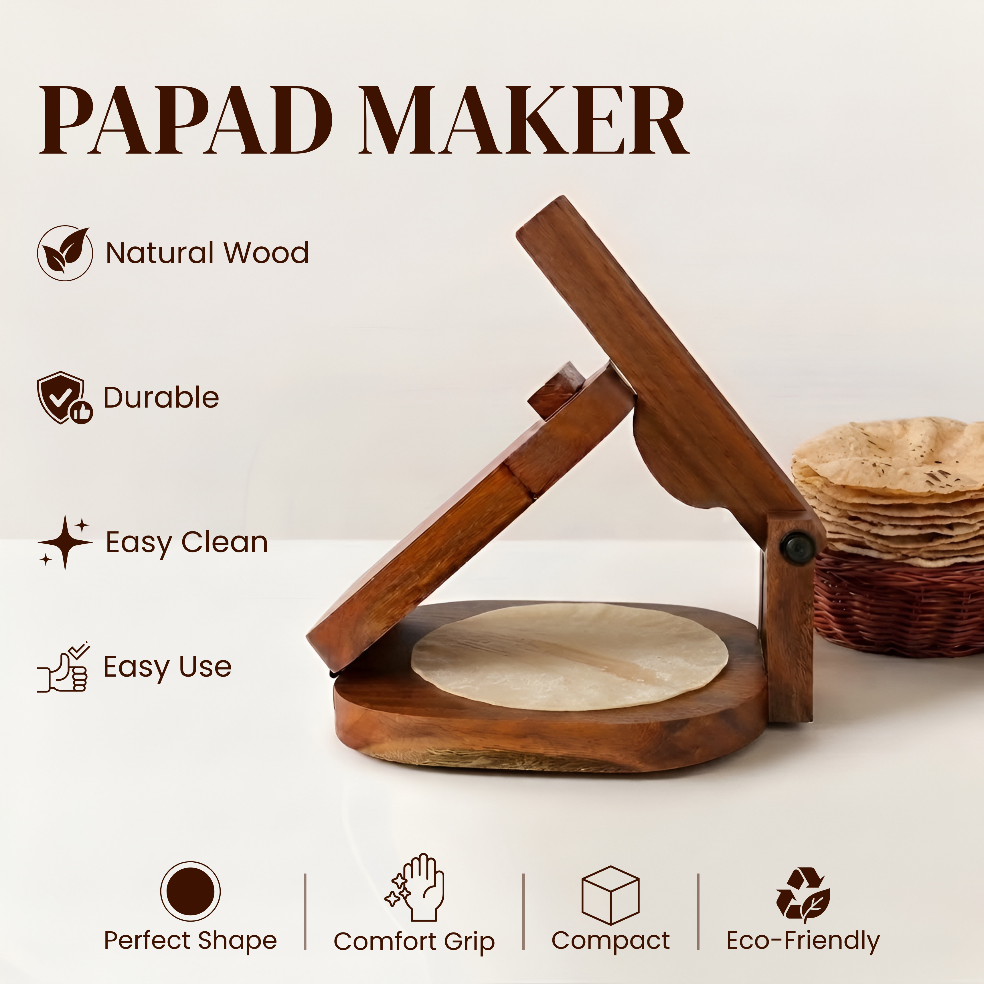 Premium Handcrafted Wooden Roti Maker