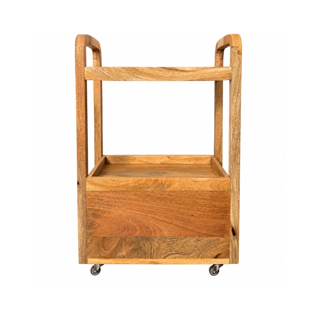 Honey Oak Rustic Solid Wood Storage & Serving Trolley