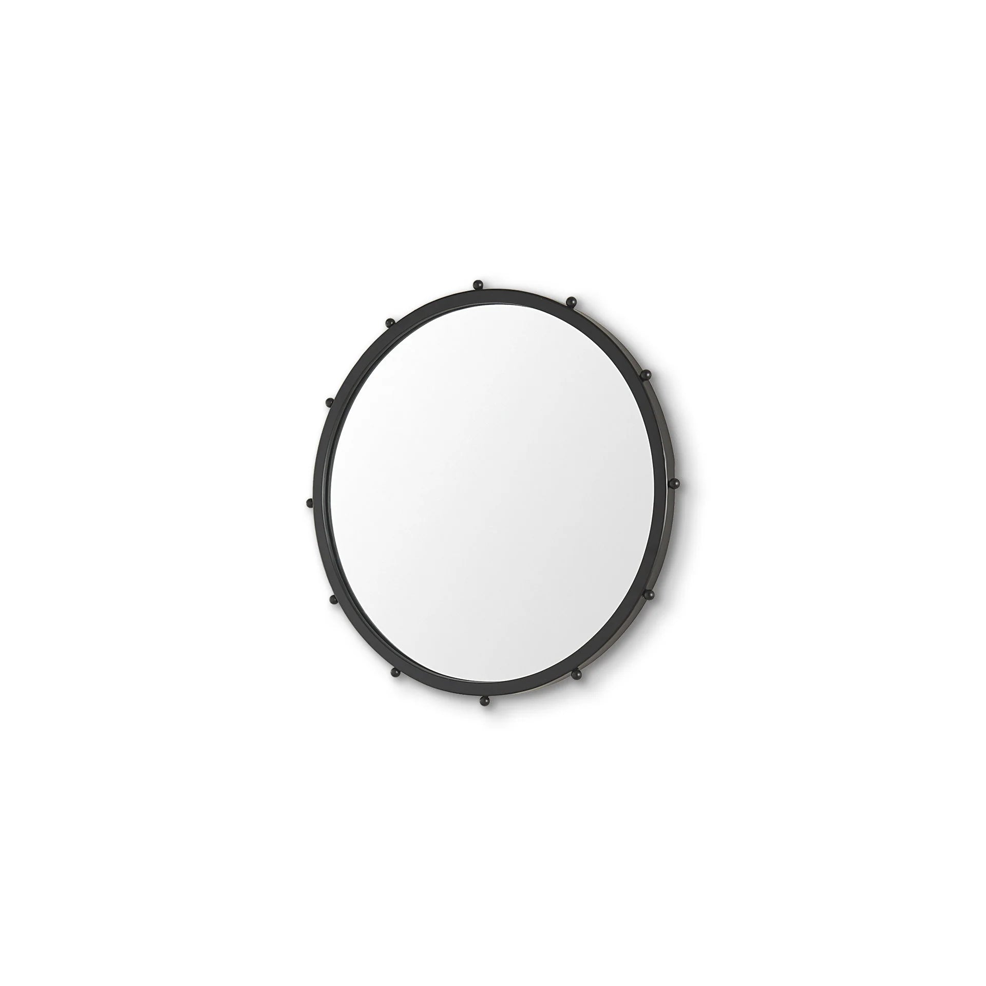 Black Metal Beaded Round Framed Accent Mirror
