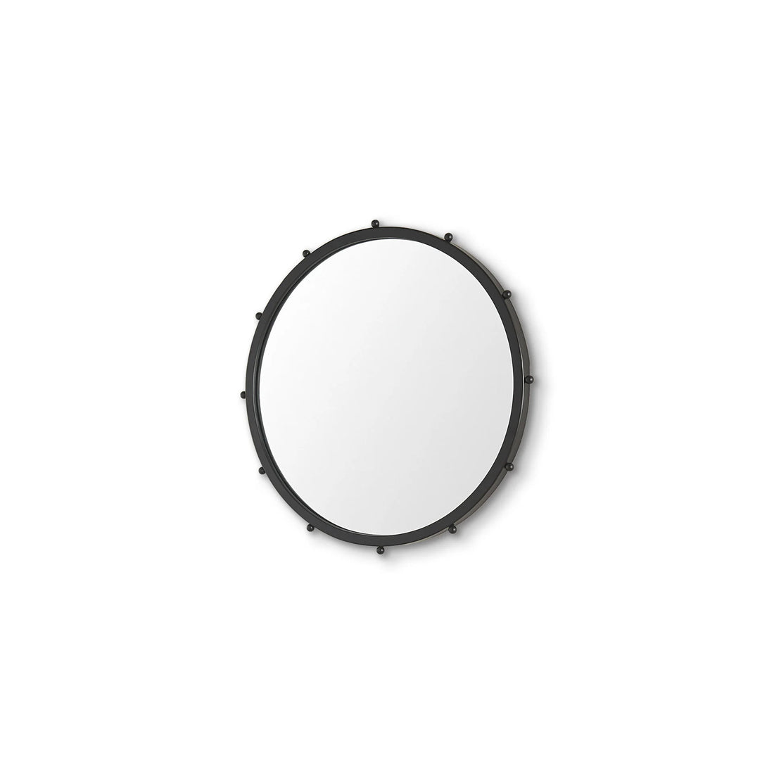 Black Metal Beaded Round Framed Accent Mirror