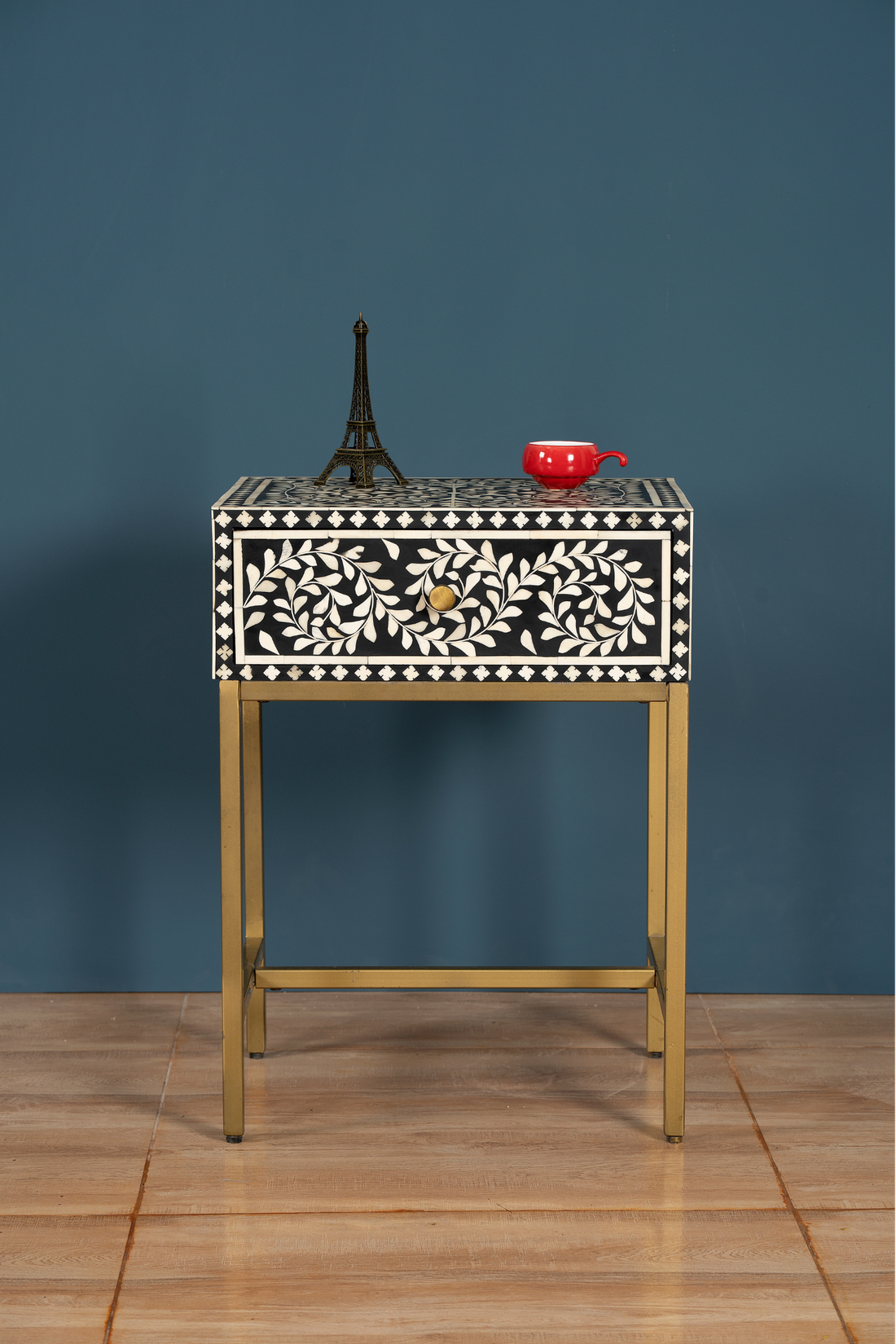 Noir Vine Inlay Side Table
