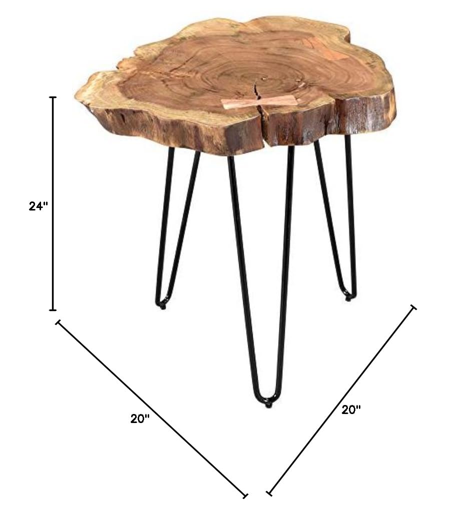 Solid Wood Live Edge Accent, Side TABLE